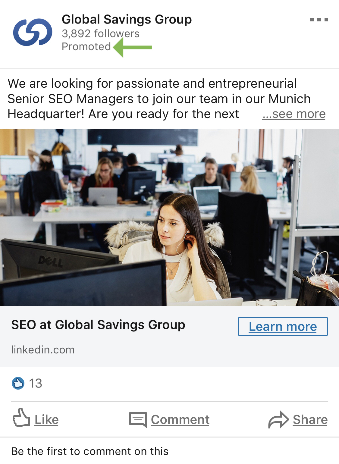 LinkedIn native ad